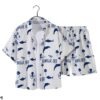 Set đồ áo tay ngắn in họa tiết và quần lửng dáng rộng đi biển