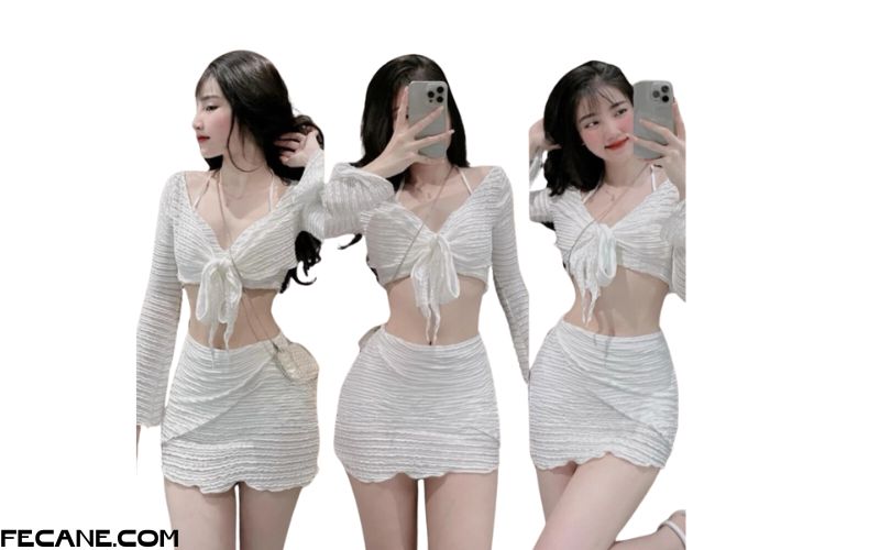 Set Bikini Đi biển 3 Món Chất Tằm Xốp